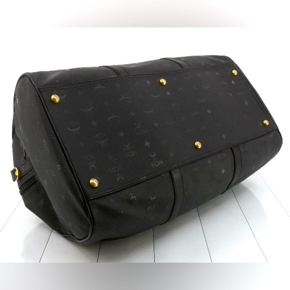 Vintage MCM Black Monogram Nylon & Leather Duffel Bag - Picture 4 of 12